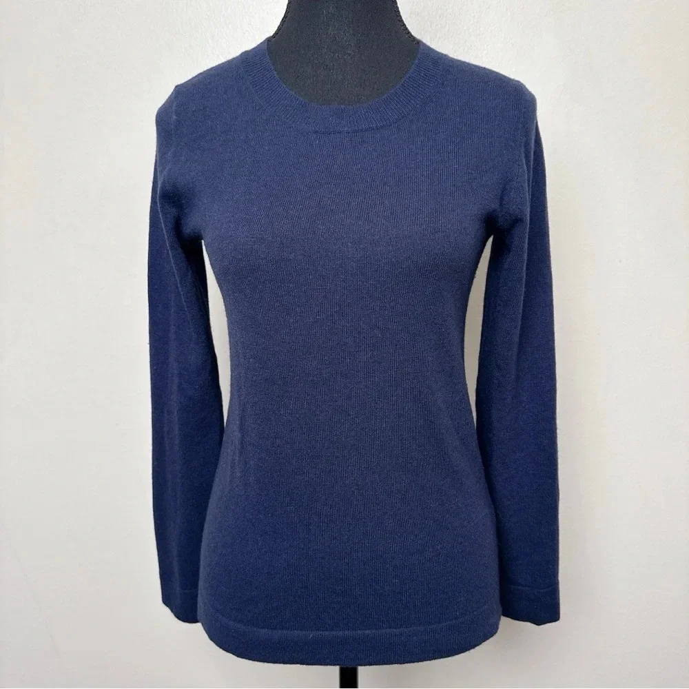 J.crew Womens Xsmall Crew Neck Navy Wool Teddie Sweater